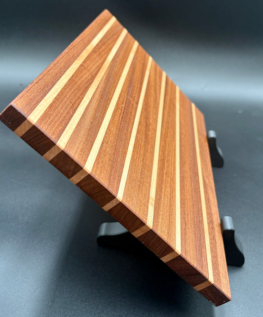 Mahogany Edge-Grain Cutting Board with Hard Maple Accent Stripes
