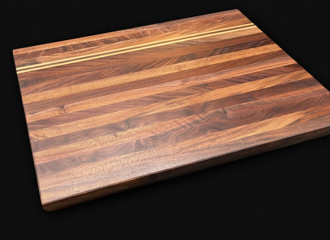 Black Walnut Cutting Board with Hard Maple Accent- Large